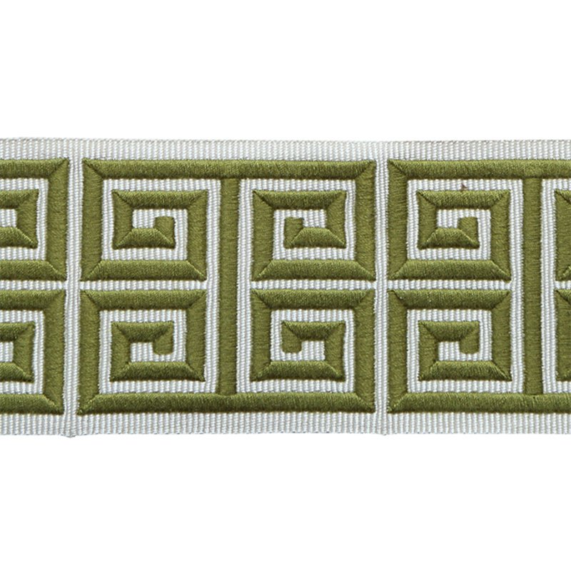Passamenterie Greek Embroidery Border Fabric, Green