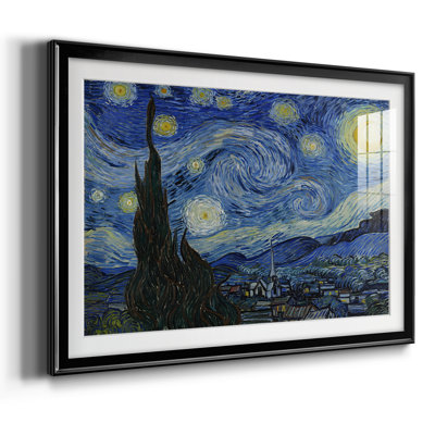 The Starry Night-Vincent van Gogh-Framed Print with Mat and glass-1889