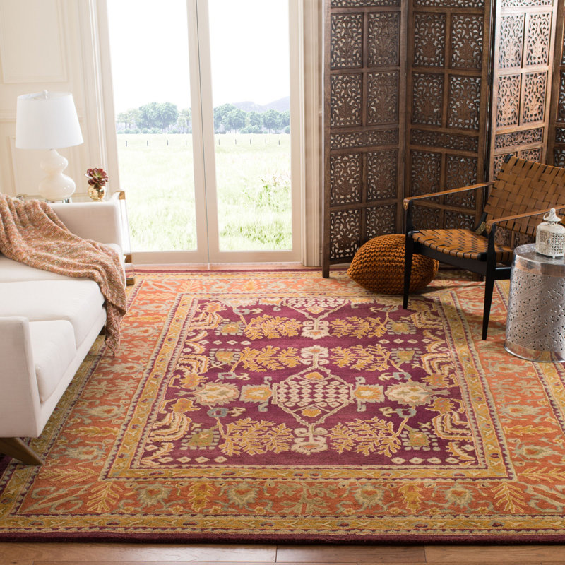 Tapis rouge en laine touffeté à la main Molter, Rectangle 4 pi x 6 pi