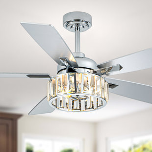 Ventilateur de plafond en cristal Glam 52 po avec ensemble d'éclairage et télécommande Tiffany