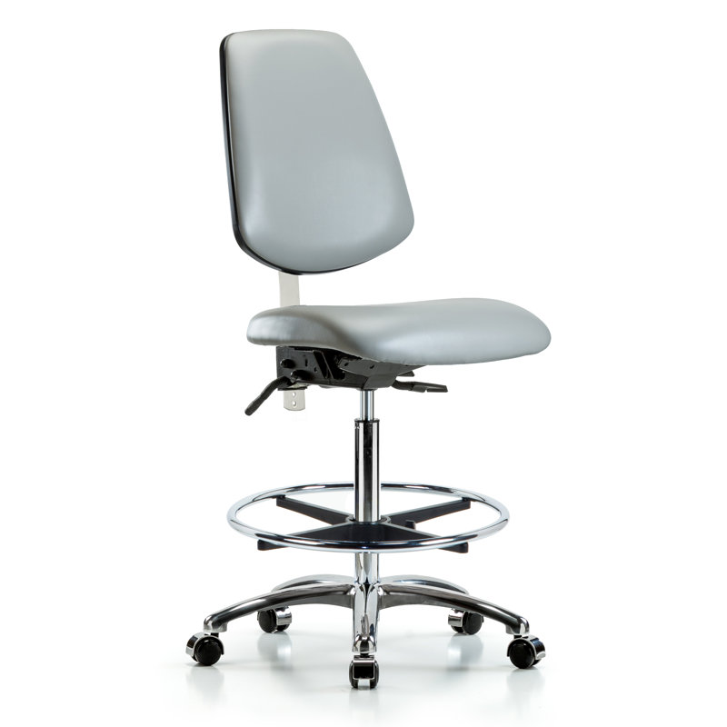 Miah Vinyl Drafting Chair, Casters, Dove, Not Included