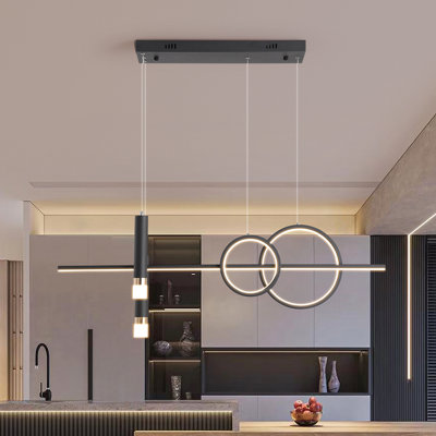 Aylana 5-Light Kitchen Island Linear LED Pendant Lighting,Dimmable LED Chandelier for Dining Room
