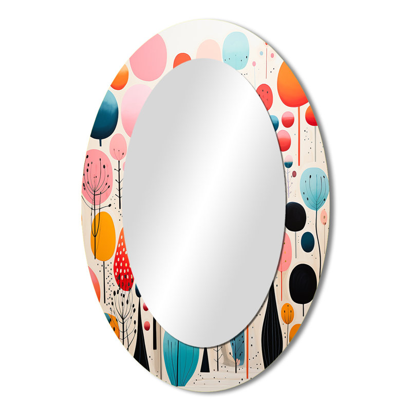Décoration de miroir rose rose Mid Century Playful, 36 po x 24 po