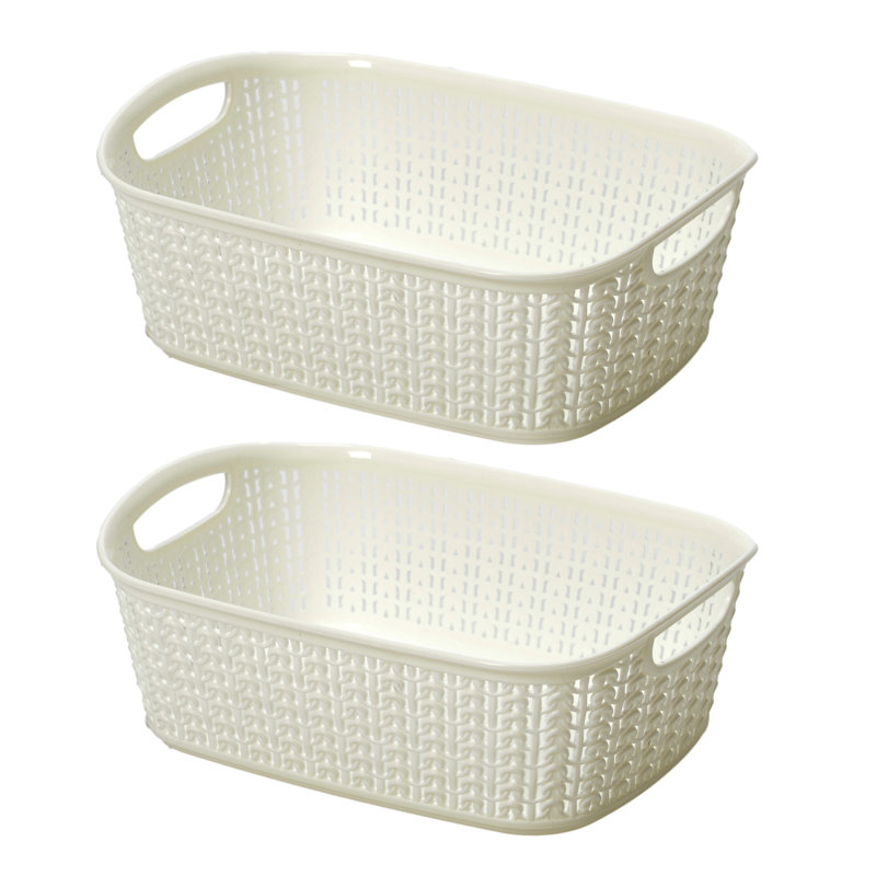 JVL Plastic Decorative Basket, White