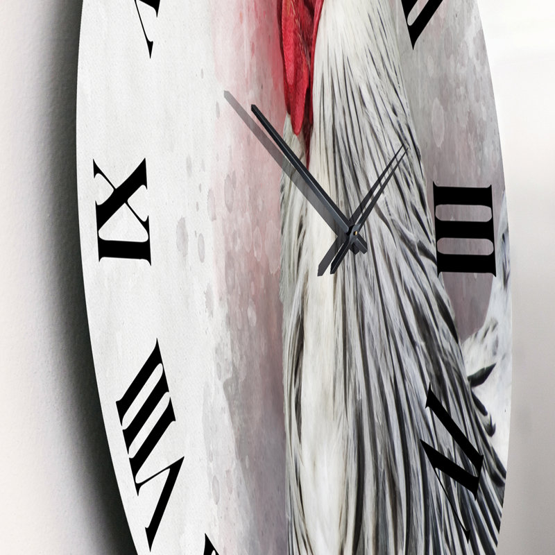 Coq blanc Columbia Brahma - horloge murale traditionnelle, Moyenne