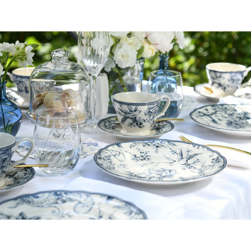 Adelaide Porcelain China Dinnerware Set Piece, Blue/​White