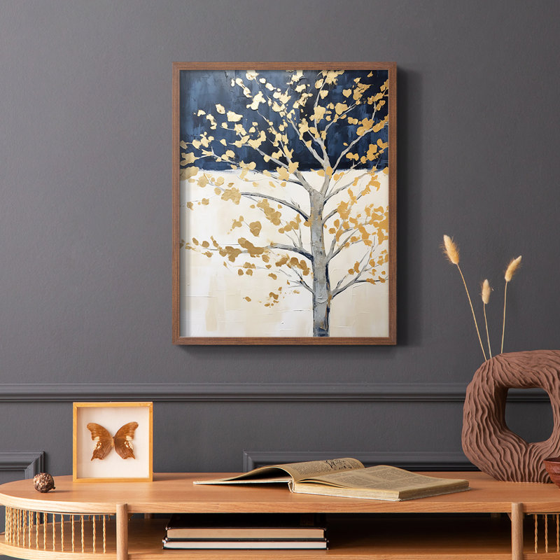 Paysages série CXC - reproduction encadrée de qualité supérieure - prête à être accrochée - aucun clou requis, Noyer