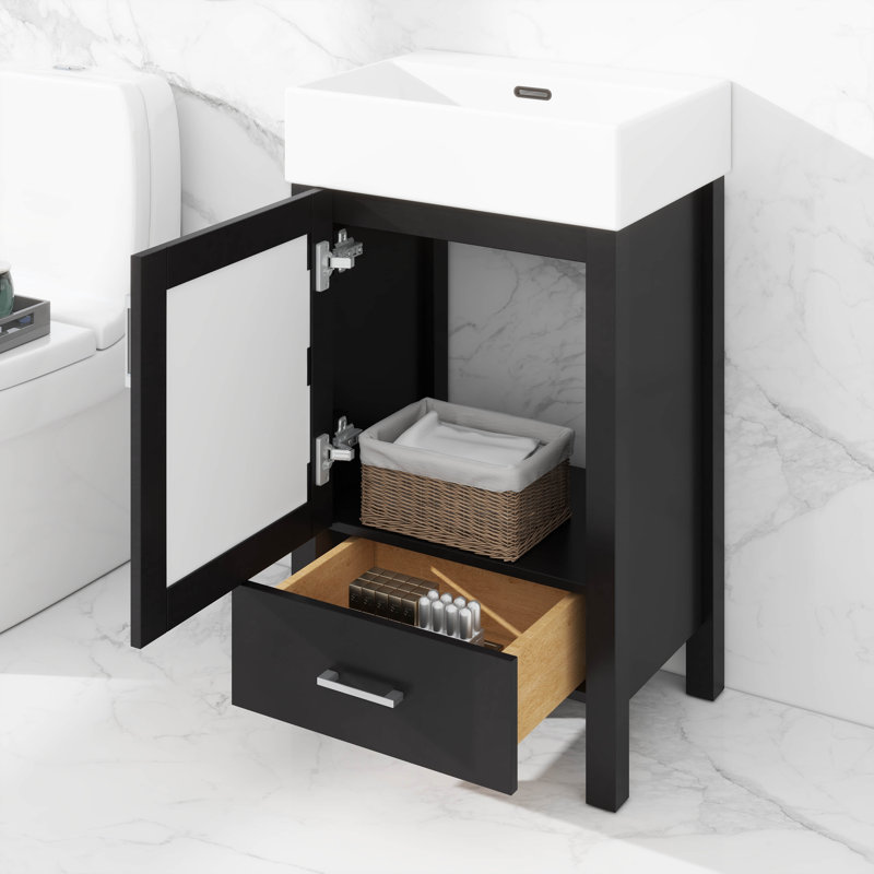 Ensemble de meuble-lavabo en céramique 20 po avec armoire de rangement et tiroir