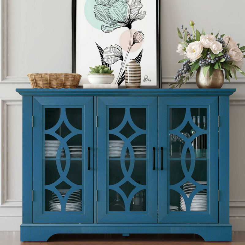49'' Sideboard Buffet Cabinet With Adjustable Shelf, Blue