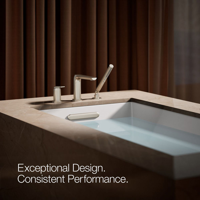 Avid Deck-Mount Bath Faucet With Handshower, Vibrant Brushed Nickel