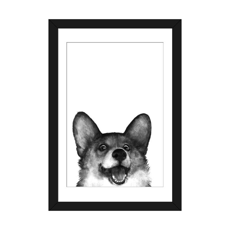 "Corgi" par Laura Graves, impression sur toile, H 24 po x l 16 po x P 1 po, Cadre noir