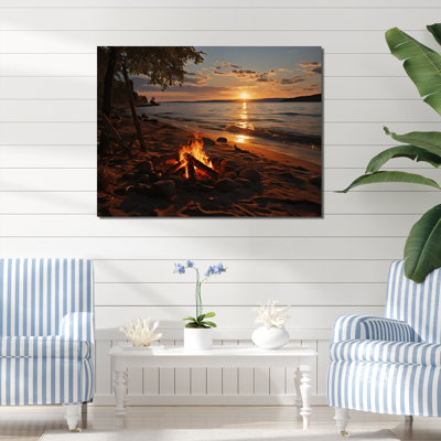 «Allix Beach Beach Bonfire I», reproduction sur toile
