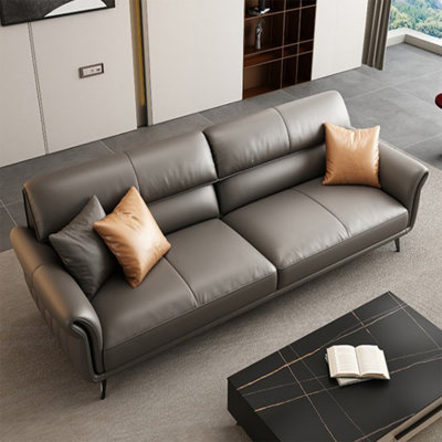 Causeuse-coussin standard en cuir véritable gris