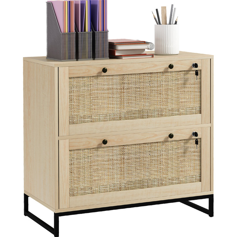 Drawer Storage - Lockable Cabinet For Papers 2 Drawers, Adjustable Hanging Bar Various Sizes Natural Elegance Vertical Filing With Lock Office Equipment Element, For Multiple Paper Shade
