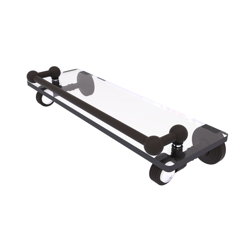 Tablette à support en verre avec barre à serviettes Jarrell, H 3,5 po x l 16 po x P 5,5 po, Bronze huilé