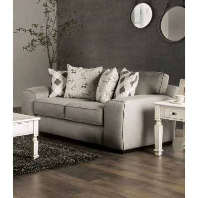 75.4" W Transitional Loveseat, Gray