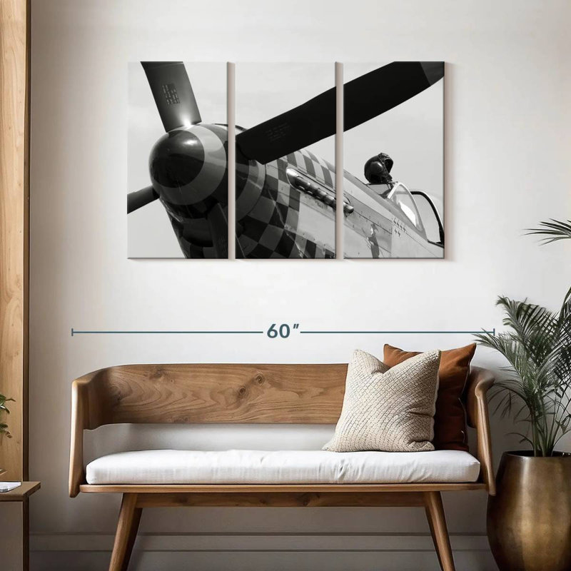 Mehar Mustang Fighter Plane, 28" H x 45" W