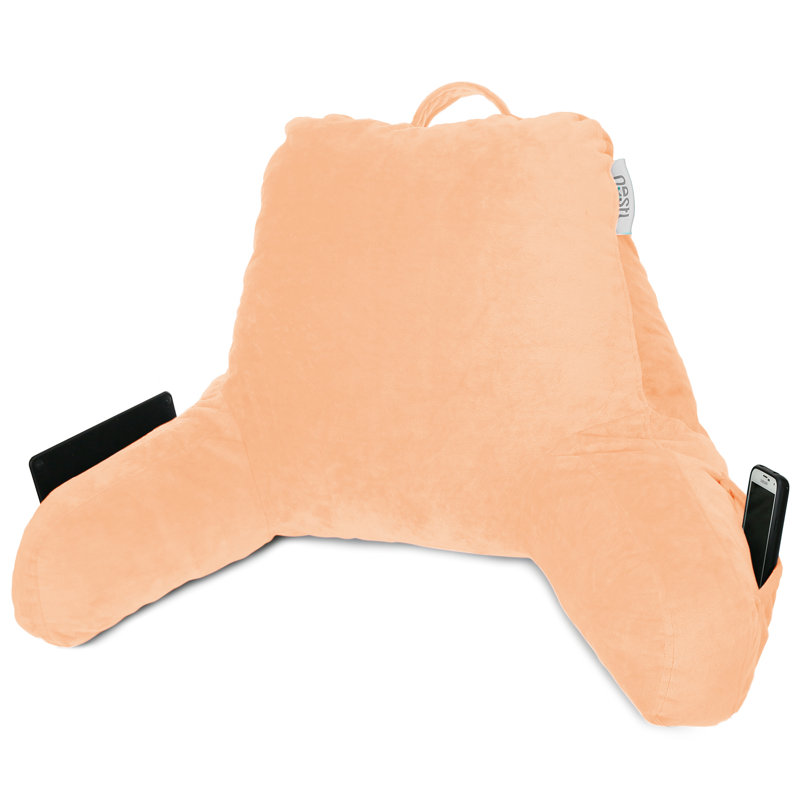 Nestl Reading Back Pillow For Reading & Bed Rest, Apricot Buff Orange, 14" H x 13" W x 8.5" D