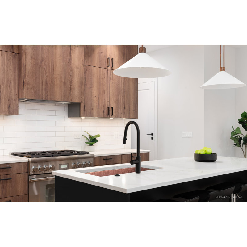 Fossil Blu Luxury 33" 12-Gauge Hammered Copper Undermount/Drop-In Sink, Medium Patina, Incl Accs