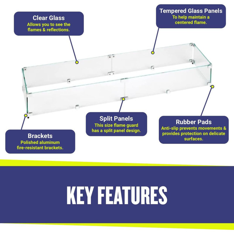 36" Clear Tempered Glass Fire Pit Flame Guard