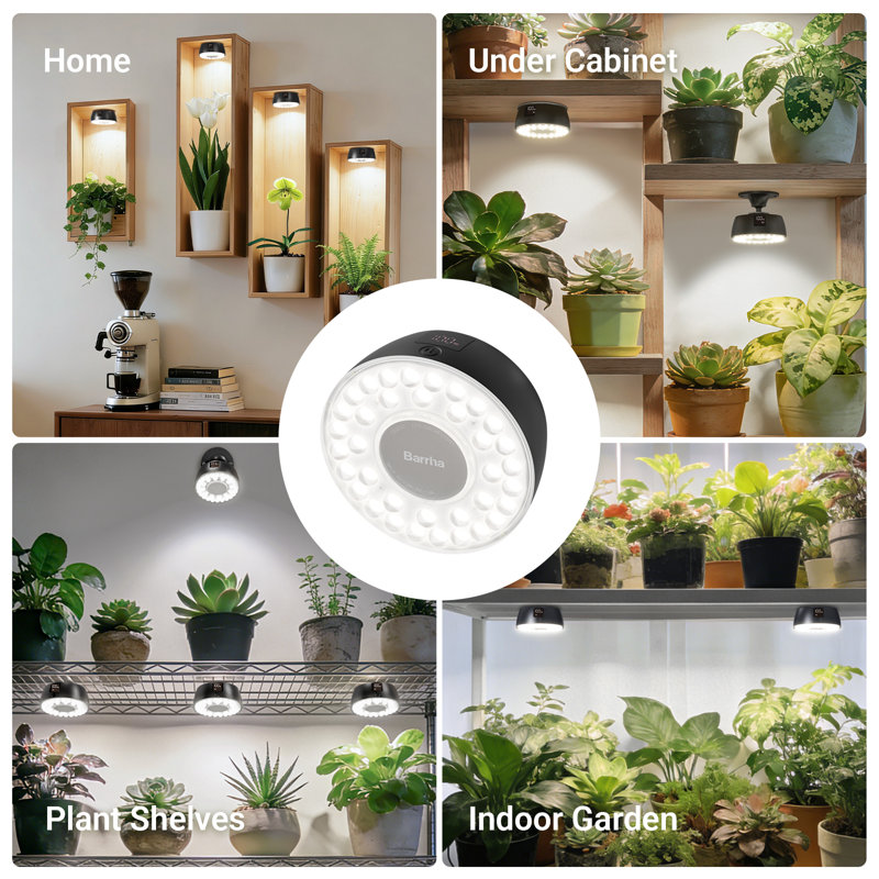 Éclairage de barrage rechargeable Barrina Orbgrow OG03C, 5000K, 2 paquets, noir | Éclairage pour plantes sans cordon pour plantes d'intérieur, interrupteur magnétique et tactile avec minuterie