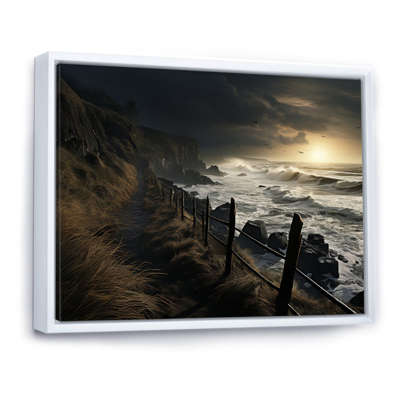 Beach Storm Symphony I - impression, Cadre flottant blanc, H 12 po x l 20 po x P 1 po