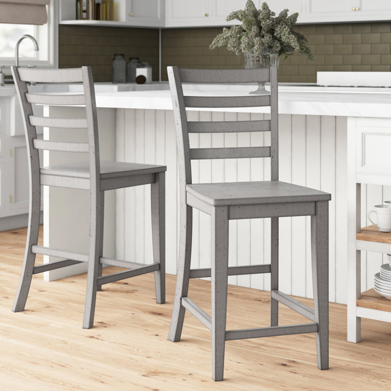 Kewaunee Solid Wood Counter Stool, Gray