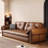 61.42"Brown Retro Eco Leather Sofa Bed-153204142