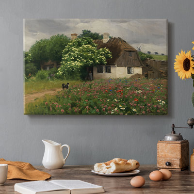 Idyllic Farmhouse with Blooming Elderberry-Hans Andersen Brendekilde-Gallery Wrapped Canvas-c. late 19th / early 20th Century