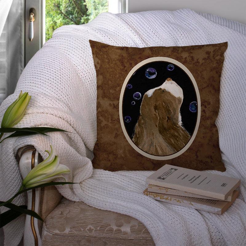 Coussin décoratif intérieur/extérieur springer brun carré épagneul