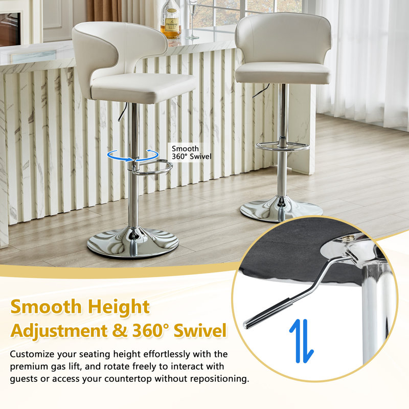 Tabourets de bar réglables et modernes, chaises pivotantes en cuir pour cuisine