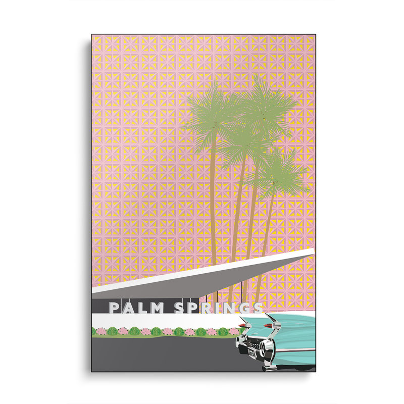 Reproduction d'art sur toile en métal Steventix - Palm Springs with Convertible par Jen Bucheli
