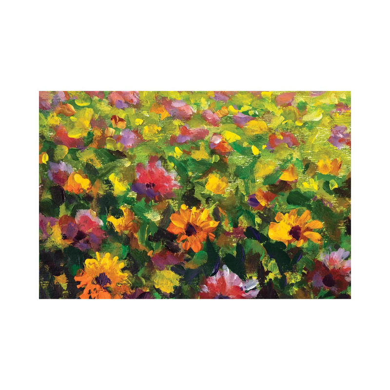 Flower Meadow by Valery Rybakow - Painting on Canvas, 20.32 cm H x 30.48 cm W, Wrapped Canvas