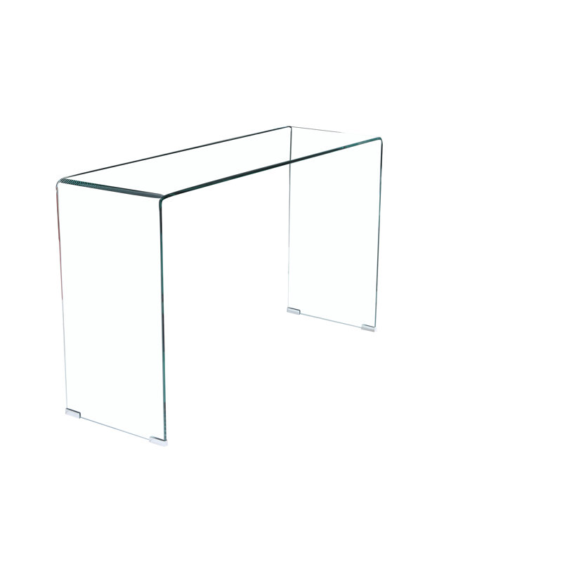 Bureau d'écriture en verre trempé transparent - coins arrondis fonctionnels et modernes pour une étude claire avec des rayures pratiques - surface à long terme