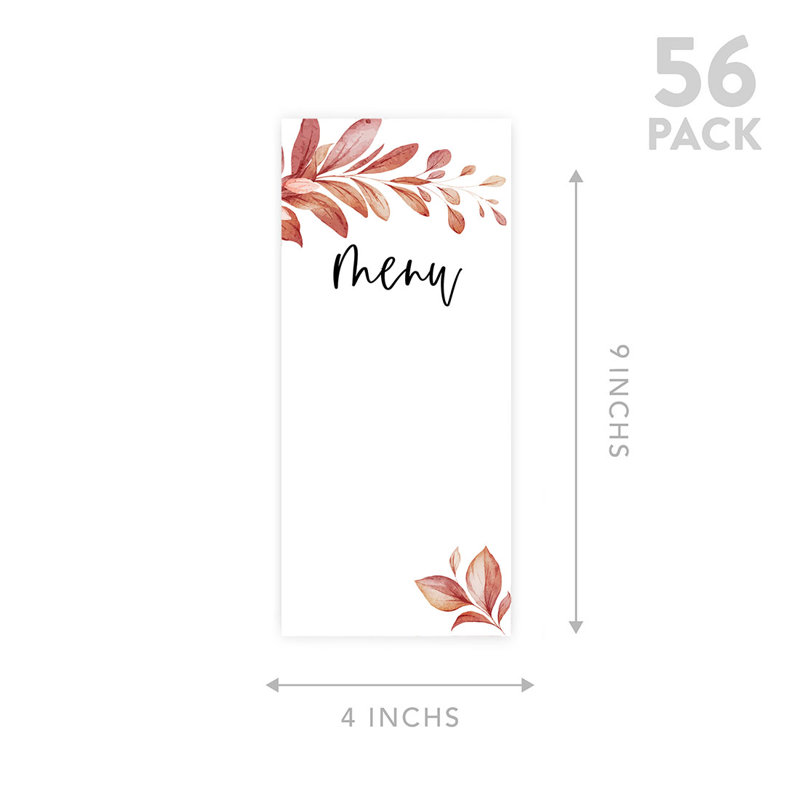 Boho, 52 cartes de menu imprimables en papier pour mariage