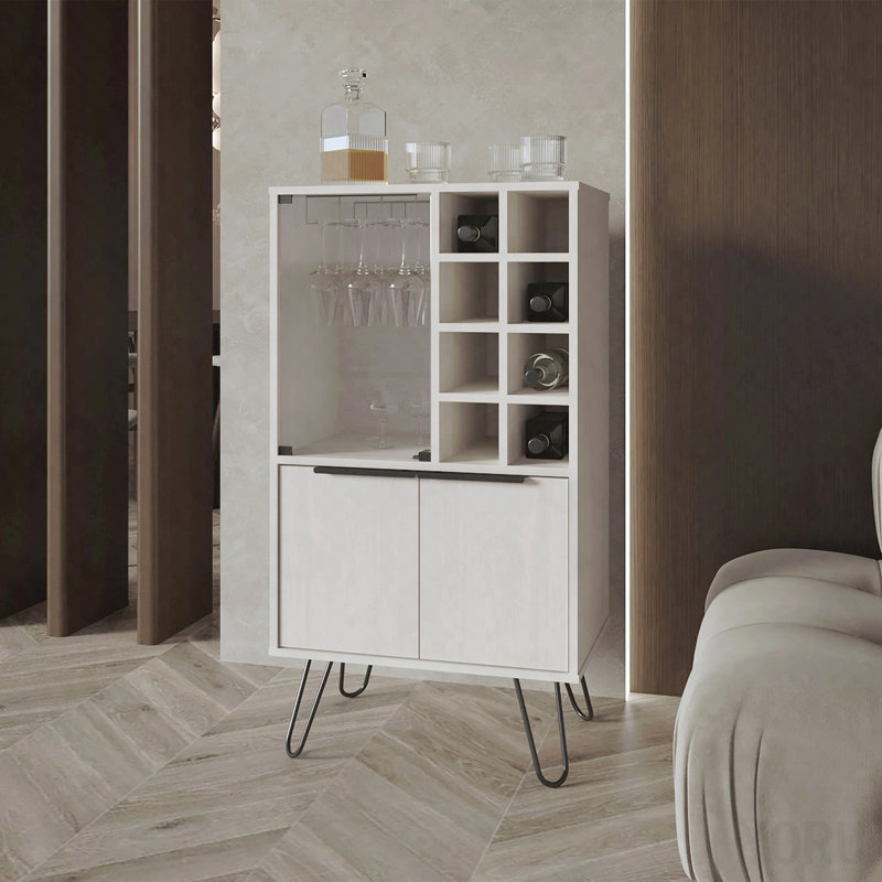 Armoire de bar, étagère en verre, rangement pour bouteilles de vin - standard