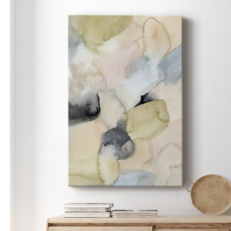 Salmon Rocks I - peinture sur toile tendue, H 27 po x l 16 po x P 1 po