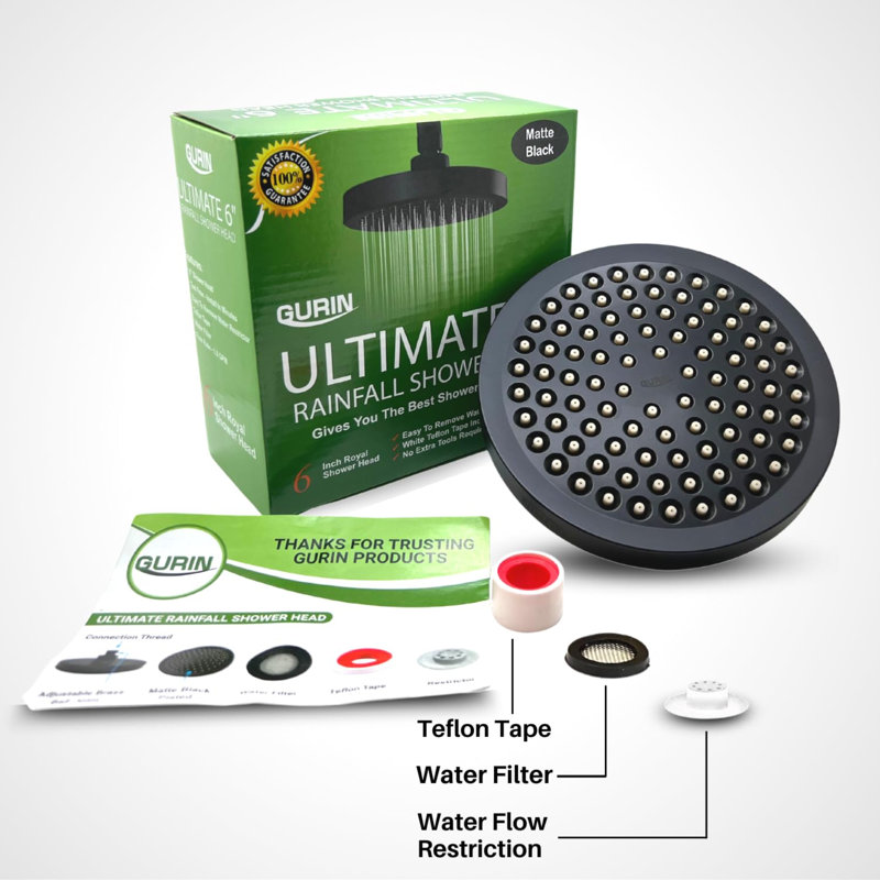 High-Pressure Rainfall Shower Head with Adjustable Angles, Anti-Clogging Silicone Nozzles, and 1.8 GPM Water Efficiency