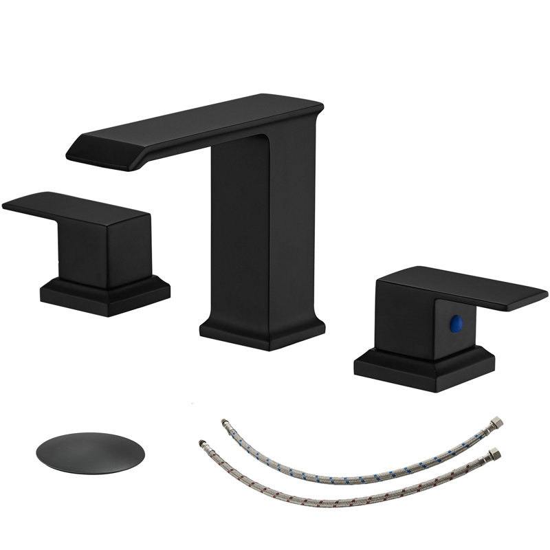 2-handle Bathroom Faucet with Drain Assembly, Matte Black