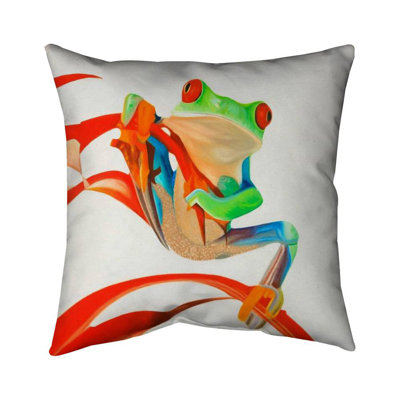 Red-eyed frog - 18"x18" Throw pillow - Poly twill - Print on demand