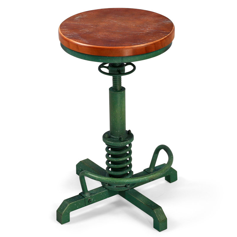 Tabouret pivotant en bois massif Jaitun, Vert antique