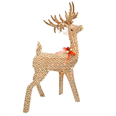 Décoration de Noël d'extérieur rayé brun et blanc 48,5 po