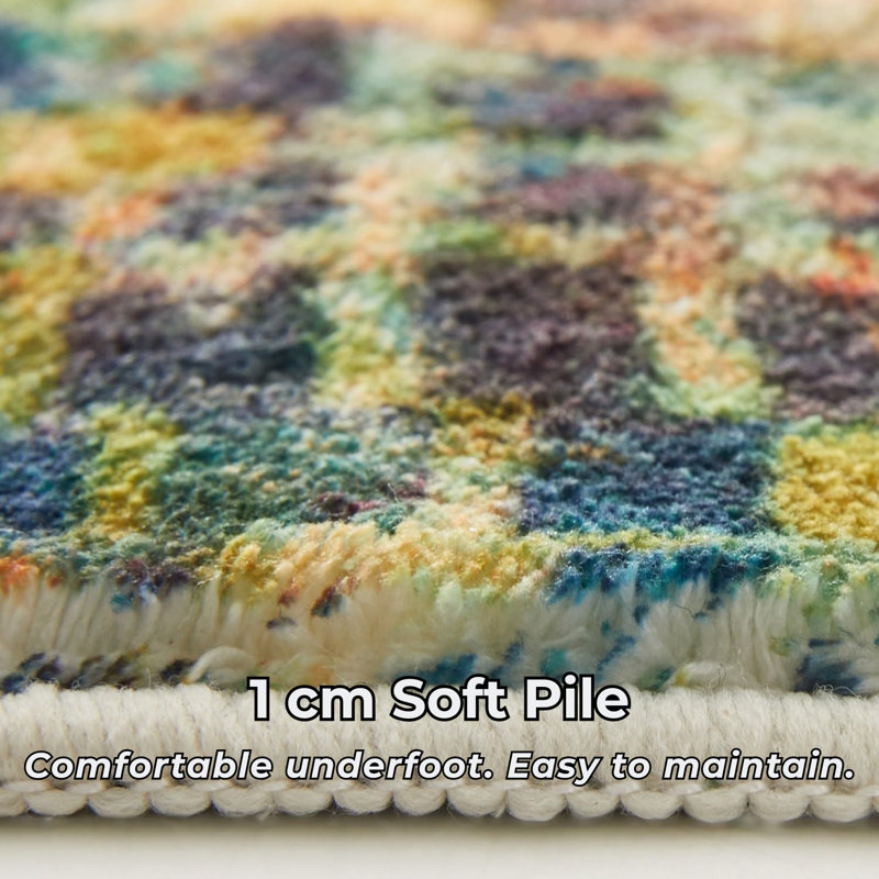 Traditional Heriz Cashmere-Feel Area Rug & Runner, Non-Slip Washable Living Room Carpet, Rectangle 160 x 230 cm