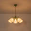 Collection Modern Floral Chandelier, luminaire suspendu en métal vert avec abat-jour en verre plissé à la main, hauteur réglable de 15 à 95 po, compatible avec un plafond incliné-224262569-224262572
