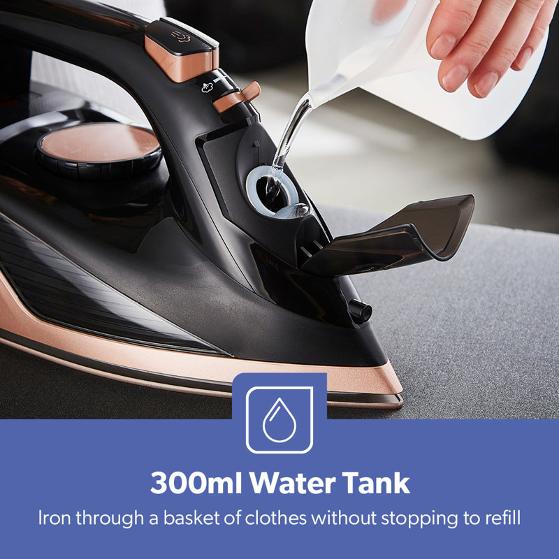 GEEPAS Steam Iron | Clothes Dry & Steam Press | 35s Fast Heat-Up Vertical Steaming | Ceramic Soleplate Adjustable Temperature Cordless | 300ml Tank 0.5g/Steam Output | 2 Year Warranty 2200W