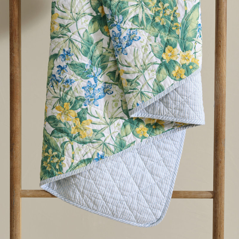 Blue Cotton Reversible Full Quilt Set