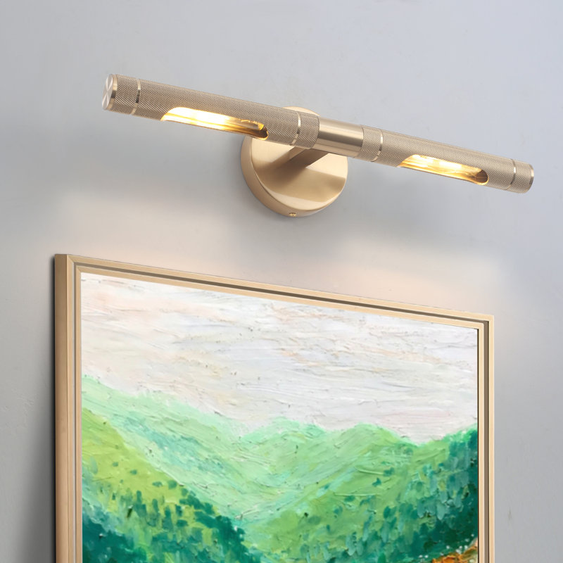 18.9" Dimmable 2 - Light Wall Mounted Sconce 360°Rotatable Picture Light(Bulbs Included), Gold
