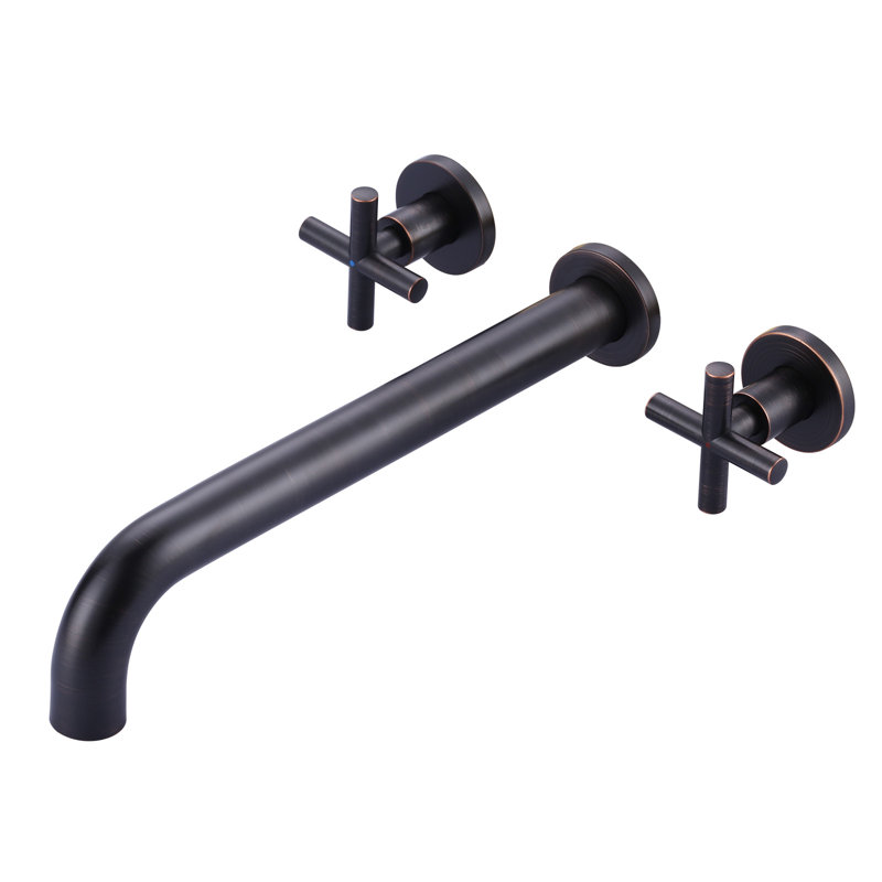 2-Handle Wall Mounted Cross Handle Antique Bathtub Roman Tub Faucet, Polished Chrome