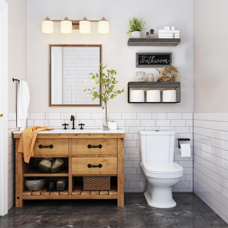 Tablettes murales de salle de bain Resch, Gris