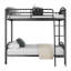 Lit superposé en demi-cercle peu encombrant avec sac de rangement attaché, barrière de sécurité de 13,4 po et échelle stable, lit simple en métal noir, sans sommier